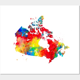 Canada Watercolor Map Painting Posters and Art